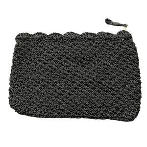 Black Woven Zippered Clutch Bag Makeup Pens Made‎ in Japan